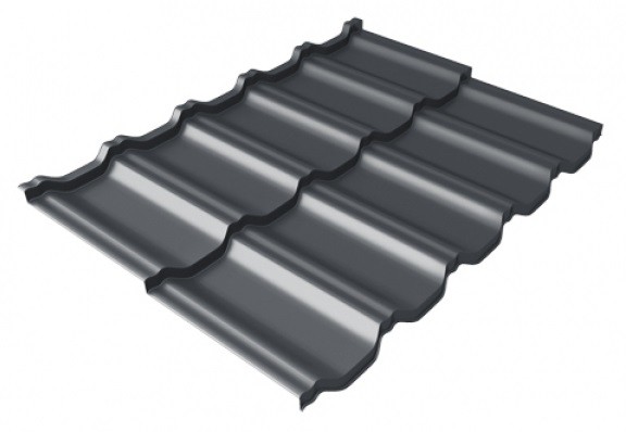 Металлочерепица модульная Квинта Uno Grand Line c 3D резом 0,5 Satin Мatt RAL 7024 мокрый асфальт купить в Электроуглях