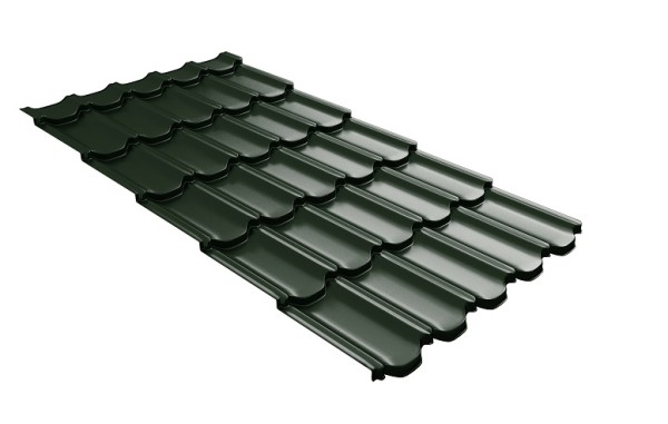 Металлочерепица квинта плюс с 3D резом 0,5 GreenСoat Pural Matt RR 11 темно-зеленый (RAL 6020 хромовая зелень) купить в Электроуглях