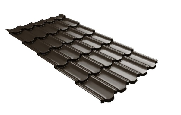 Металлочерепица квинта плюс с 3D резом 0,5 GreenСoat Pural Matt RR 32 темно-коричневый (RAL 8019 серо-коричневый) купить в Электроуглях