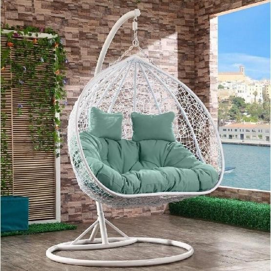 Кресло Подвесное из искусственного ротанга AFM-109A White/Green купить в Электроуглях