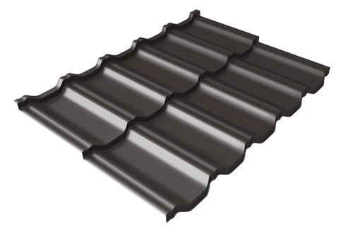 Металлочерепица модульная Квинта Uno Grand Line c 3D резом 0,5 GreenСoat Pural Matt RR 32 темно-коричневый (RAL 8019 серо-коричневый) купить в Электроуглях