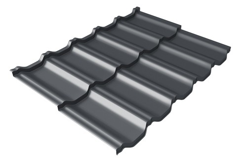 Металлочерепица модульная Квинта Uno Grand Line c 3D резом 0,45 Drap RAL 7024 мокрый асфальт купить в Электроуглях