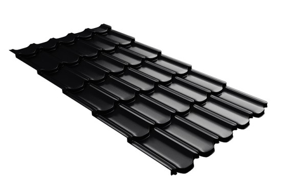 Металлочерепица квинта плюс с 3D резом 0,5 Satin RAL 9005 черный купить в Электроуглях