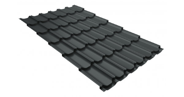 Металлочерепица квинта плюс 0,5 GreenCoat Pural Matt RR 23 темно-серый (RAL 7024 мокрый асфальт) купить в Электроуглях